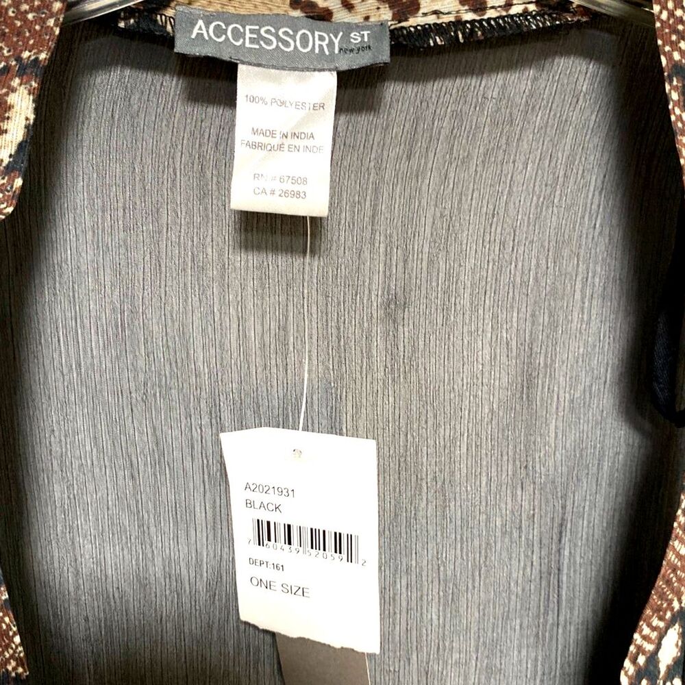 Accessory St Black Snakeskin Print Women's Sheer Full-Length Wrap - Picture 3 of 4